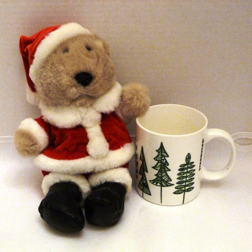 STARBUCKS COFFEE Christmas Collectibles Lot Annual 12th Ed Santa Bear & 2015 Mug